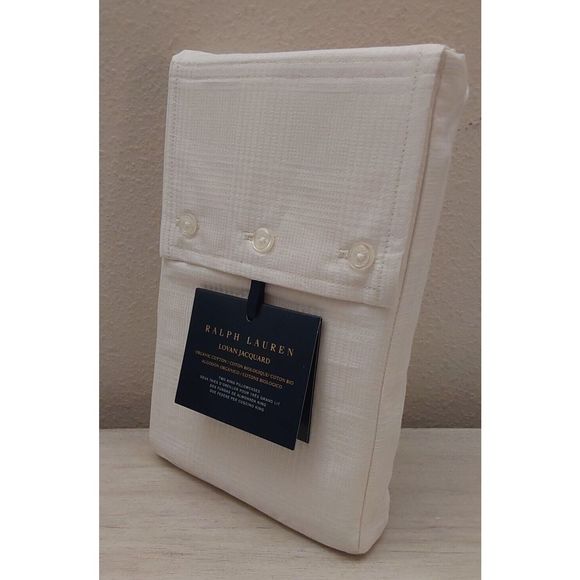 Ralph Lauren LOVAN JACQUARD 100% Organic Cotton Two King Pillowcases  PARCHMENT - Picture 3 of 8